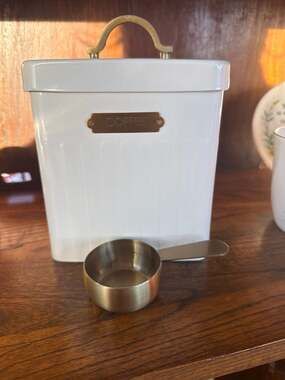 Hearth & Hand with Magnolia Metal Coffee Box Tin with Scoop - White/Brass